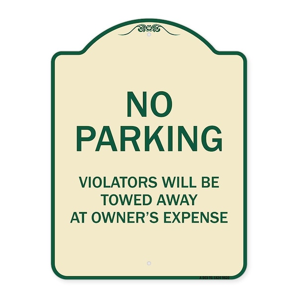 Designer Series-No Parking Violators Will Be Towed Away Owners Expense, 18" L, 24" H, TG-1824-9820
